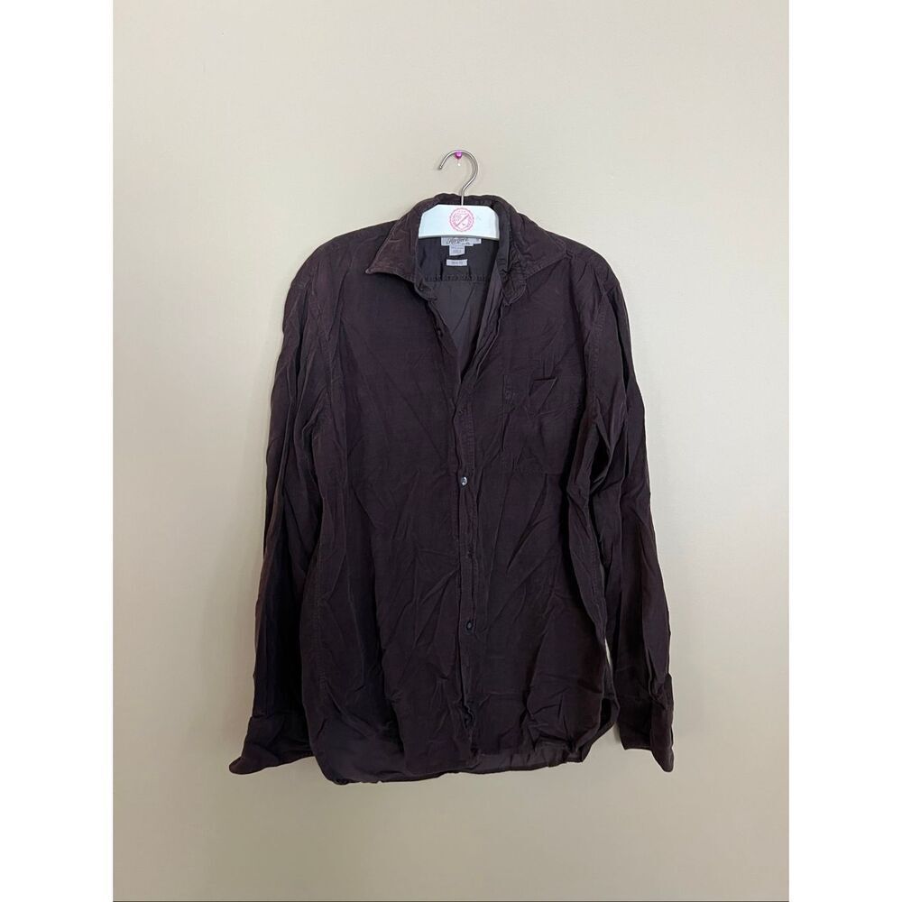 Hartford Brown Slim Fit Button Up Shirt Mens Size Medium 100% Cotton